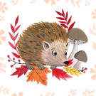 Hérisson curieux au milieu des feuilles d'automne